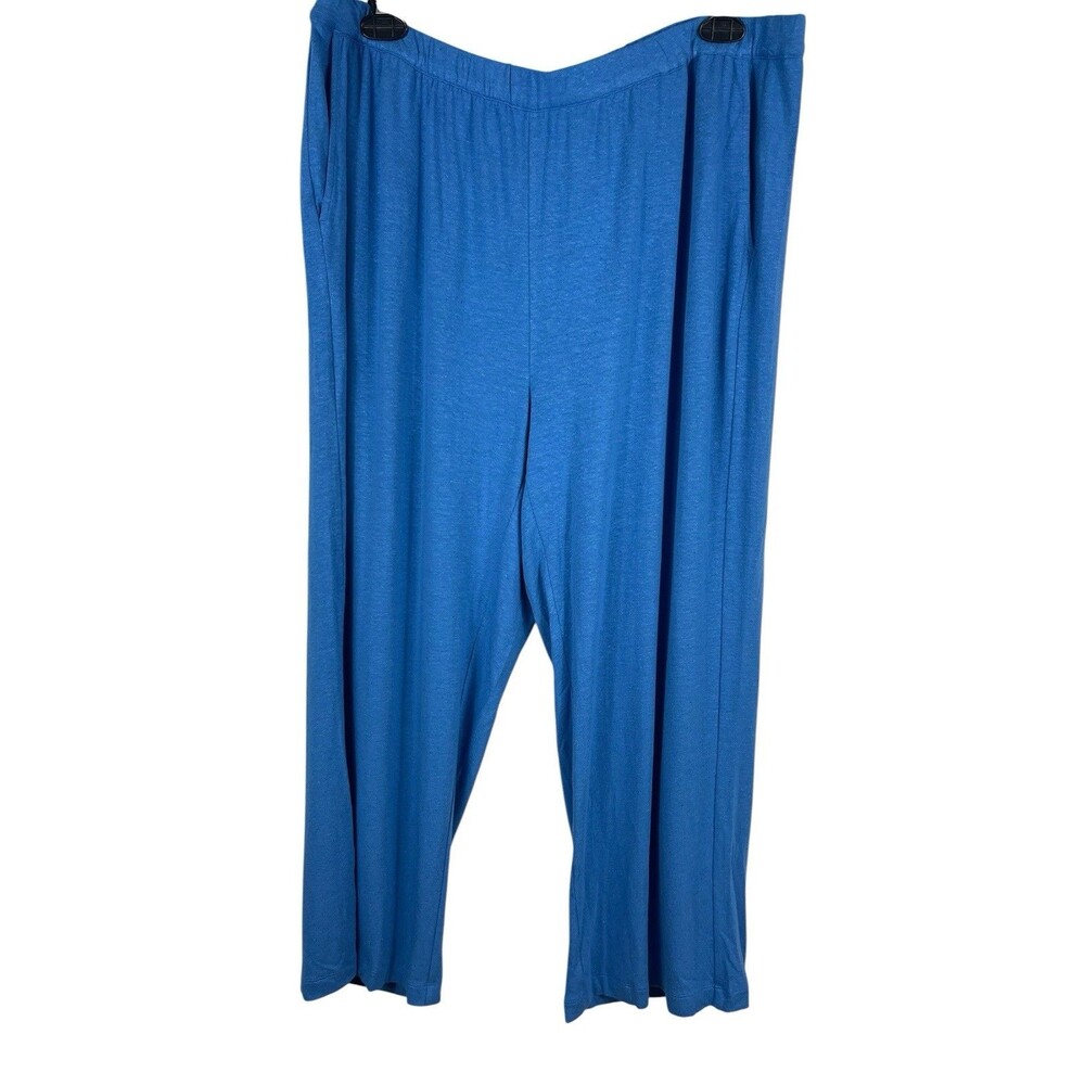 Pure Jill J. Jill Coastal Blue Linen Blend 2X Pull On Wide Leg Capri Pants NWT